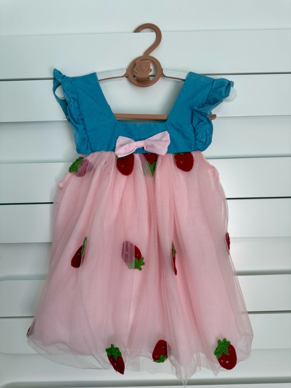 Blue & Pink Strawberry Tulle Dress for Girls